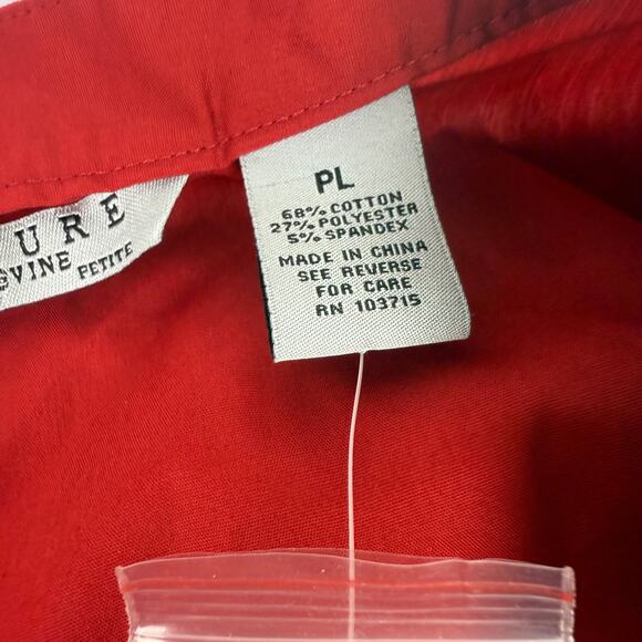 Signature by Larry Levine Women's Petite PL Red Button Down Blouse New Office - Picture 9 of 14